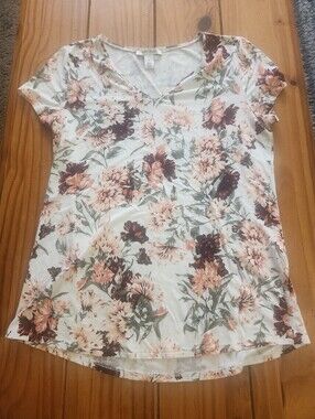 White House Black Market Floral Top Multi Color Size Medium